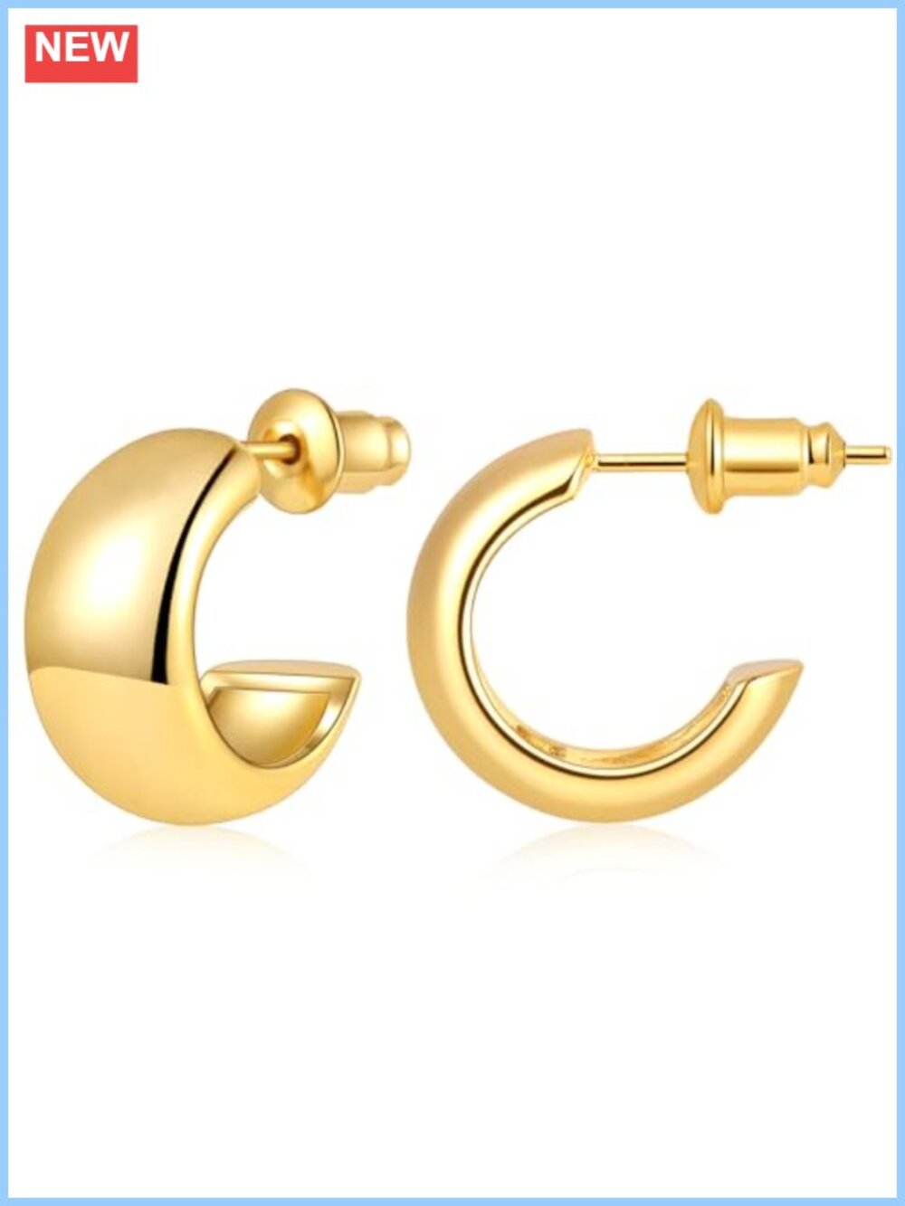 Small 14K Gold Plated Hoop Earrings with 925 Sterling Silver Post